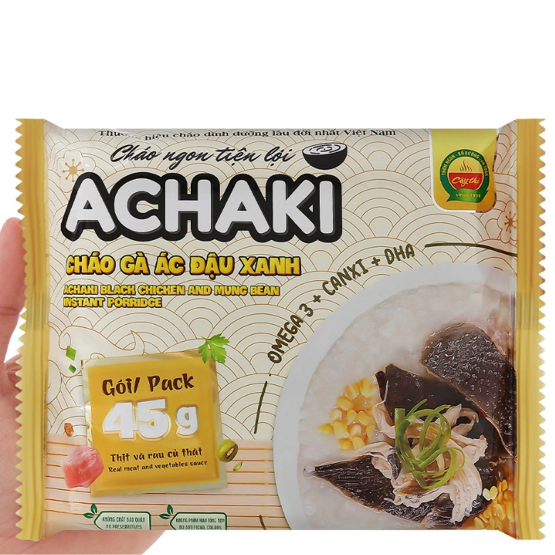 Combo 3 gói cháo ăn liền Achaki vị gà ác, đậu xanh 72g (từ 1 tuổi) 4