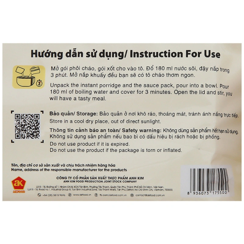 Combo 3 gói cháo ăn liền Achaki vị gà ác, đậu xanh 72g (từ 1 tuổi) 8
