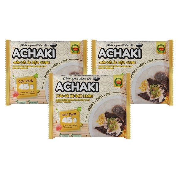 Combo 3 gói cháo ăn liền Achaki vị gà ác, đậu xanh
