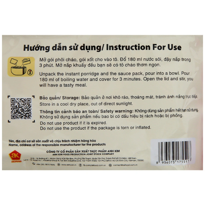Combo 3 gói cháo ăn liền Achaki vị thịt heo, bí đỏ 72g (từ 1 tuổi) 8