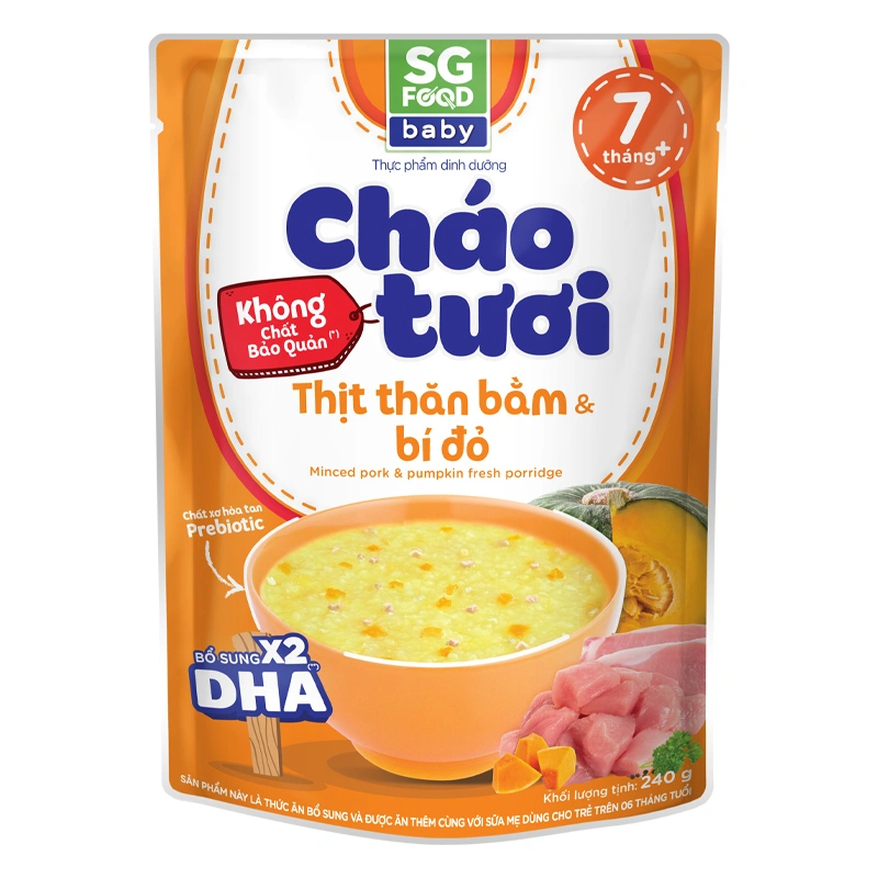 Cháo tươi SG Food Baby vị thịt thăn bằm, bí đỏ gói 240g (từ 7 tháng) 6