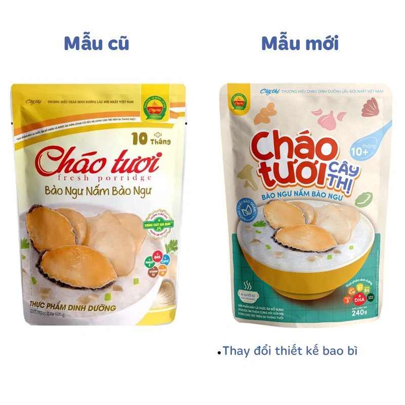 Cháo tươi Cây Thị vị bào ngư, nấm bào ngư gói 240g (từ 10 tháng) - Giao bao bì ngẫu nhiên 6