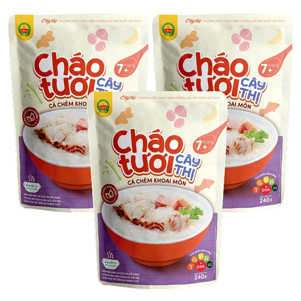 Combo 3 gói cháo tươi Cây Thị vị cá chẽm, khoai môn - Giao bao bì ngẫu nhiên
