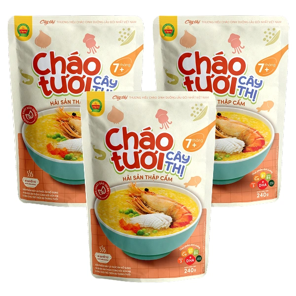 Combo 3 gói cháo tươi Cây Thị vị hải sản thập cẩm 240g (từ 7 tháng) - Giao bao bì ngẫu nhiên 1