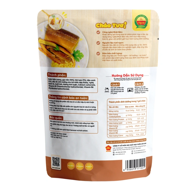 Cháo tươi Cây Thị vị lươn, đậu xanh gói 240g (từ 7 tháng) 6