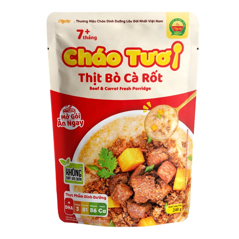 Cháo tươi Cây Thị vị thịt bò, cà rốt gói 240g (từ 7 tháng) 5