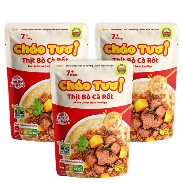 Combo 3 gói cháo tươi Cây Thị vị thịt bò, cà rốt 240g (từ 7 tháng) 1
