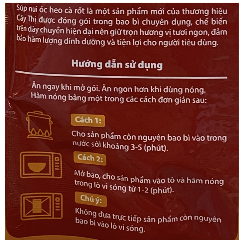 Combo 3 gói súp nui Cây Thị vị óc heo, cà rốt 260g (từ 1 tuổi) 7