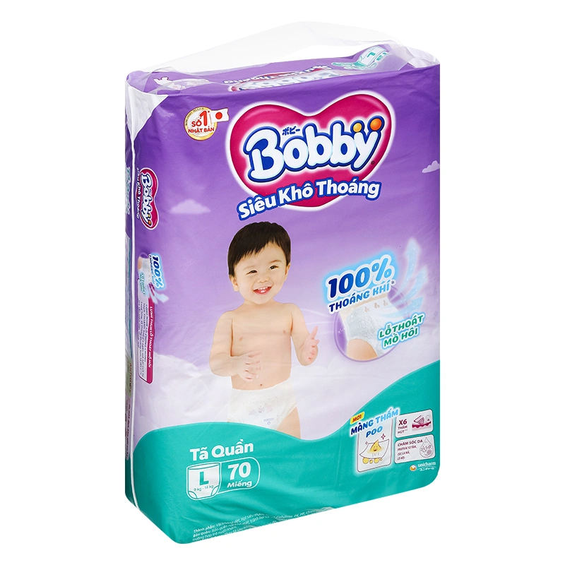 Combo 4 tã quần Bobby size L 70 miếng/bịch (9 - 14 kg) - Giao bao bì ngẫu nhiên 5