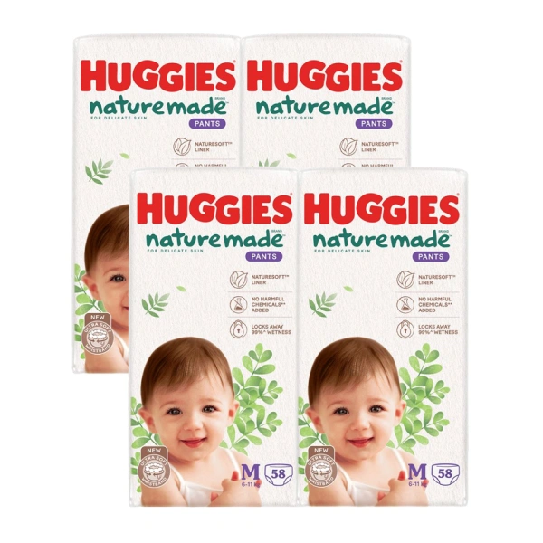 Combo 4 tã quần Huggies Nature made size M