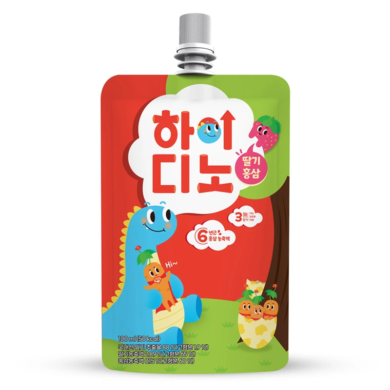 Combo 5 túi nước trái cây hồng sâm Aram Farm Hi Dino vị dâu 100 ml (từ 1 tuổi) 2