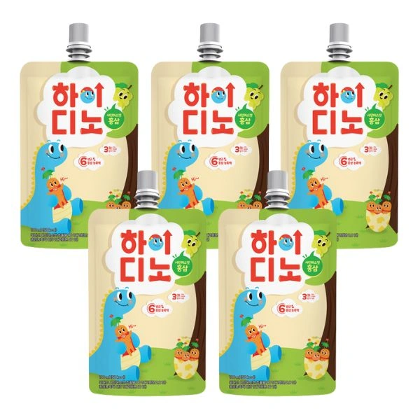 Combo 5 túi nước trái cây hồng sâm Aram Farm Hi Dino (từ 1 tuổi)