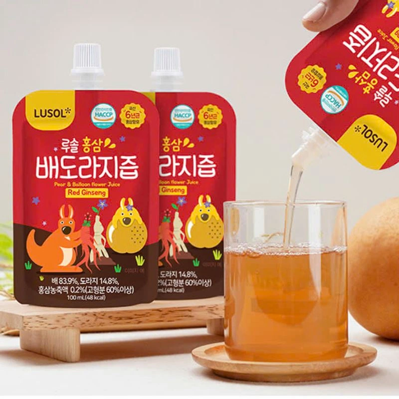 Nước trái cây Lusol hồng sâm vị lê, hoa chuông đen 100 ml (từ 1 tuổi) 7