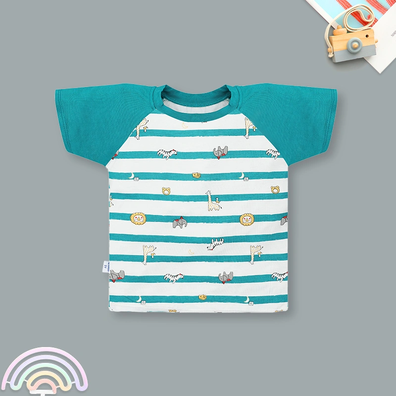 Bộ tay ngắn bé trai IQ Baby kẻ sọc màu xanh 2