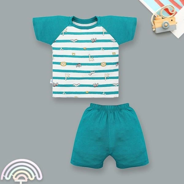 Bộ bé trai IQ Baby visco xanh