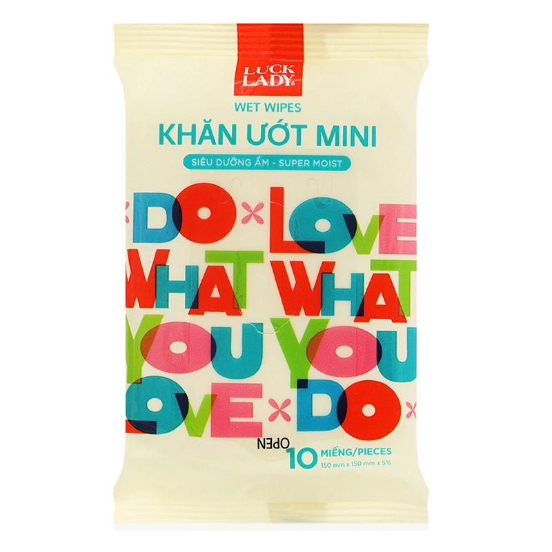 Khăn ướt mini LUCK LADY không mùi túi 6 gói (gói 10 miếng) - Màu ngẫu nhiên 7