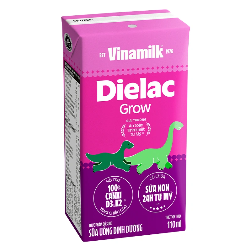 Lốc 4 hộp sữa non pha sẵn Dielac Grow 110 ml (từ 1 tuổi) - Giao bao bì ngẫu nhiên 3