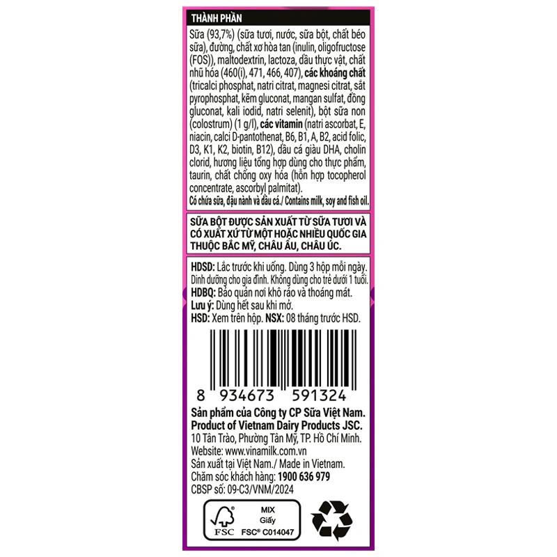 Lốc 4 hộp sữa non pha sẵn Dielac Grow 110 ml (từ 1 tuổi) - Giao bao bì ngẫu nhiên 9