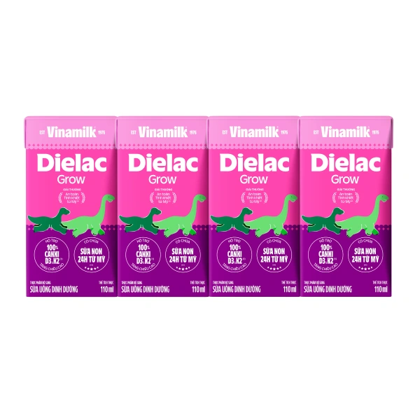 Lốc 4 hộp sữa non pha sẵn Dielac Grow 110 ml (từ 1 tuổi) - Giao bao bì ngẫu nhiên 1