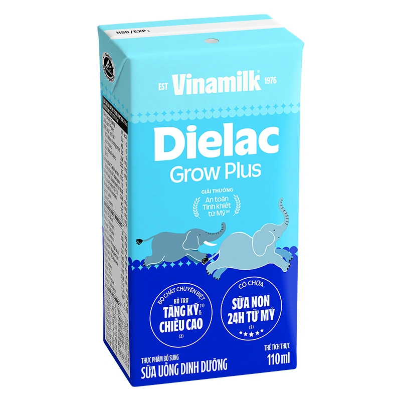 Lốc 4 hộp sữa non pha sẵn Dielac Grow Plus 110 ml (từ 1 tuổi) - Giao bao bì ngẫu nhiên 3