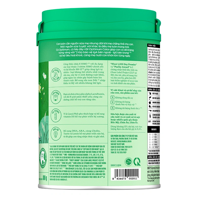 Sữa bột Optimum Colos số 1 800g (0 - 12 tháng) - Giao bao bì ngẫu nhiên 4