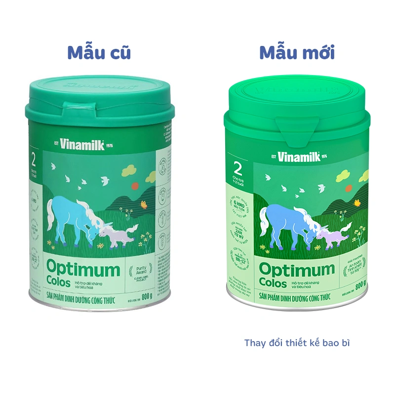 Sữa bột Optimum Colos số 2 hương vani 800g (1 - 2 tuổi) - Giao bao bì ngẫu nhiên 2