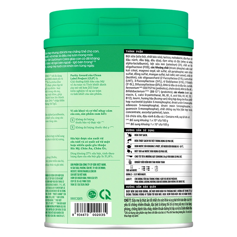 Sữa bột Optimum Colos số 2 hương vani 800g (1 - 2 tuổi) - Giao bao bì ngẫu nhiên 8