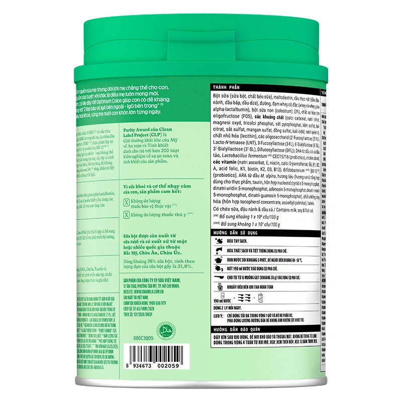 Sữa bột Optimum Colos số 3 hương vani 800g (2 - 6 tuổi) - Giao bao bì ngẫu nhiên 8