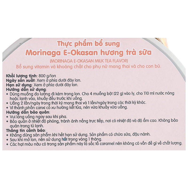 Sữa bầu Morinaga hương trà sữa thanh nhạt 800g 6