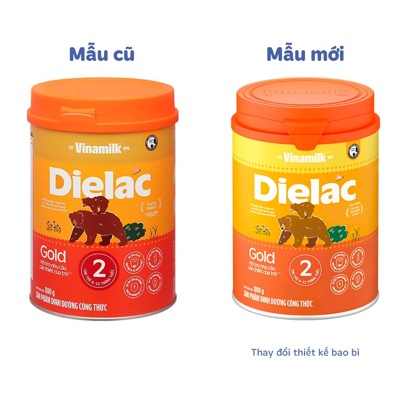 Sữa bột Dielac Gold số 2 (sữa non) 800g (6 - 12 tháng) - Giao bao bì ngẫu nhiên 2