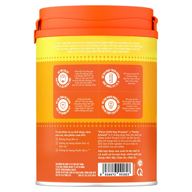 Sữa bột Dielac Gold số 2 (sữa non) 800g (6 - 12 tháng) - Giao bao bì ngẫu nhiên 4