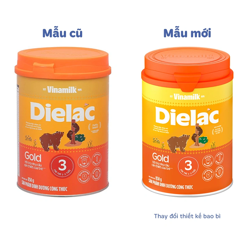 Sữa bột Dielac Gold số 3 (sữa non) hương vani 850g (1 - 2 tuổi) - Giao bao bì ngẫu nhiên 2