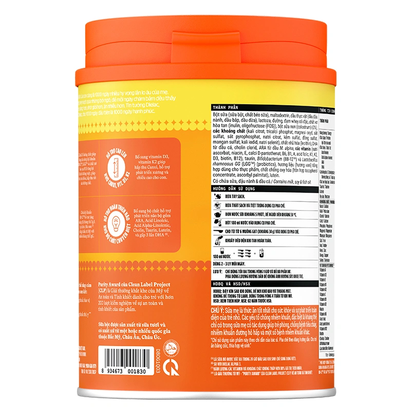 Sữa bột Dielac Gold số 3 (sữa non) hương vani 850g (1 - 2 tuổi) - Giao bao bì ngẫu nhiên 6