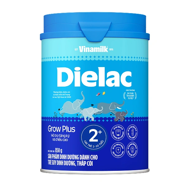 Sữa bột Dielac Grow Plus 2+ (sữa non) hương vani 850g (2 - 10 tuổi) dành cho trẻ suy dinh dưỡng, thấp còi - Giao bao bì ngẫu nhiên 1