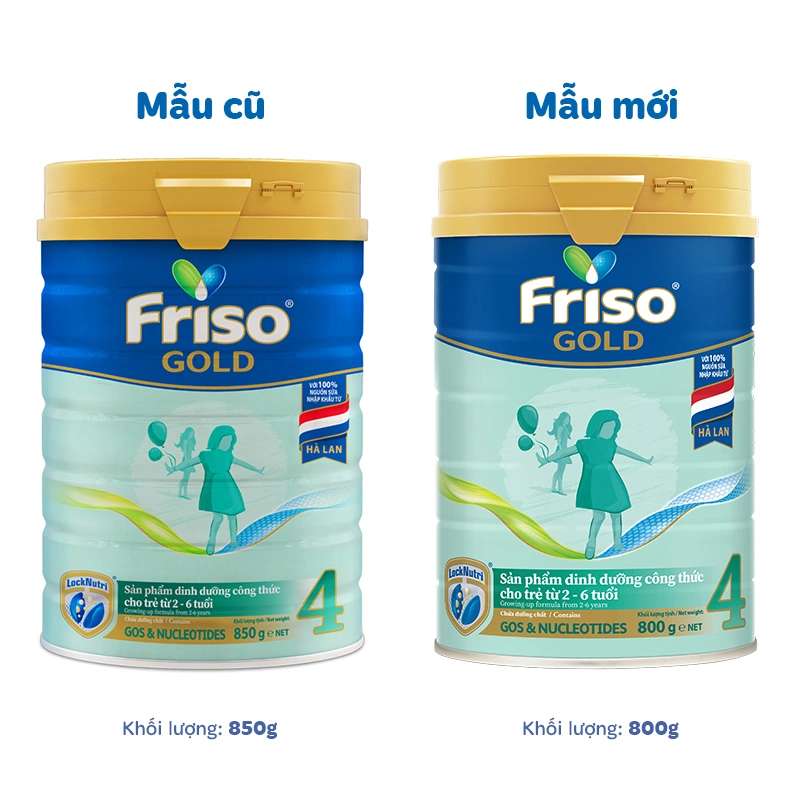 Sữa bột Friso Gold số 4 hương vani 850g/800g (2 - 6 tuổi) - Giao bao bì ngẫu nhiên 2