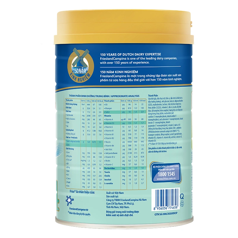Sữa bột Friso Gold số 4 hương vani 850g/800g (2 - 6 tuổi) - Giao bao bì ngẫu nhiên 4