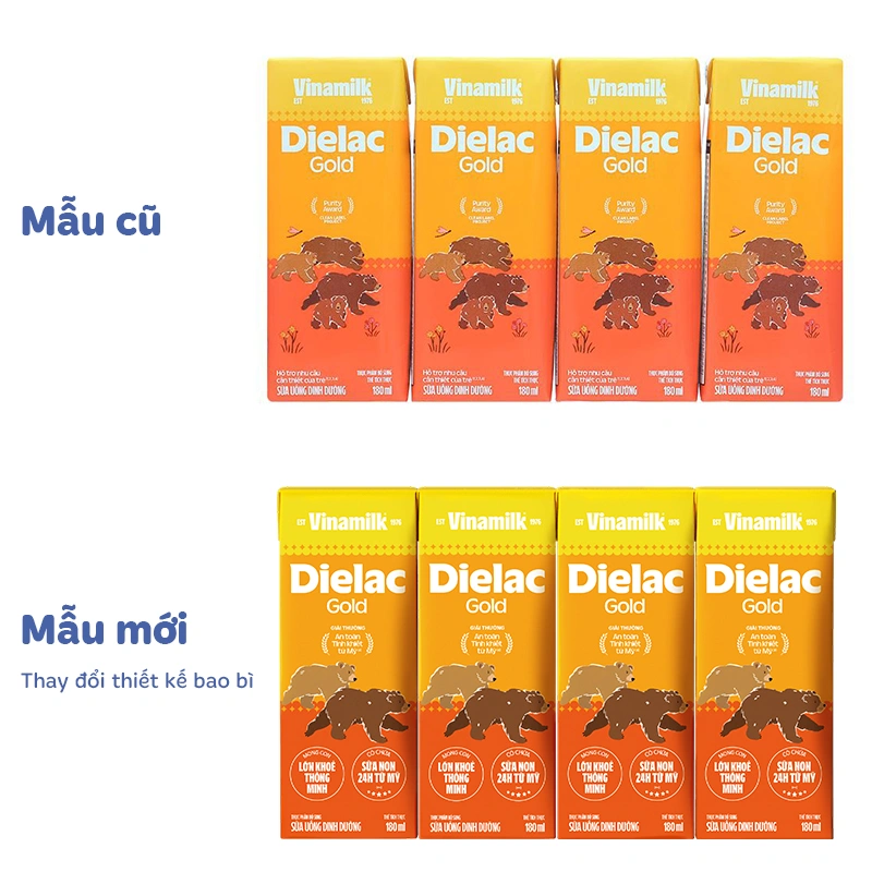 Lốc 4 hộp sữa non pha sẵn Dielac Gold 180 ml (từ 1 tuổi) 2
