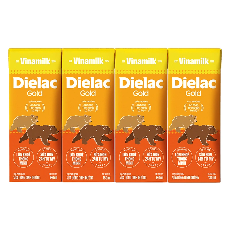 Lốc 4 hộp sữa non pha sẵn Dielac Gold 180 ml (từ 1 tuổi) 12