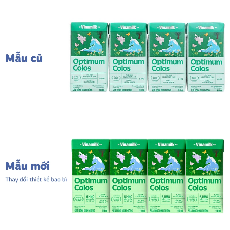 Lốc 4 hộp sữa non pha sẵn Optimum Colos 110 ml (từ 1 tuổi) - Giao mẫu ngẫu nhiên 2