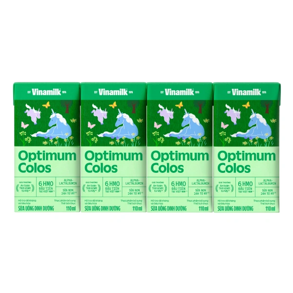 Lốc 4 hộp sữa non pha sẵn Optimum Colos 110 ml (từ 1 tuổi) - Giao mẫu ngẫu nhiên 1