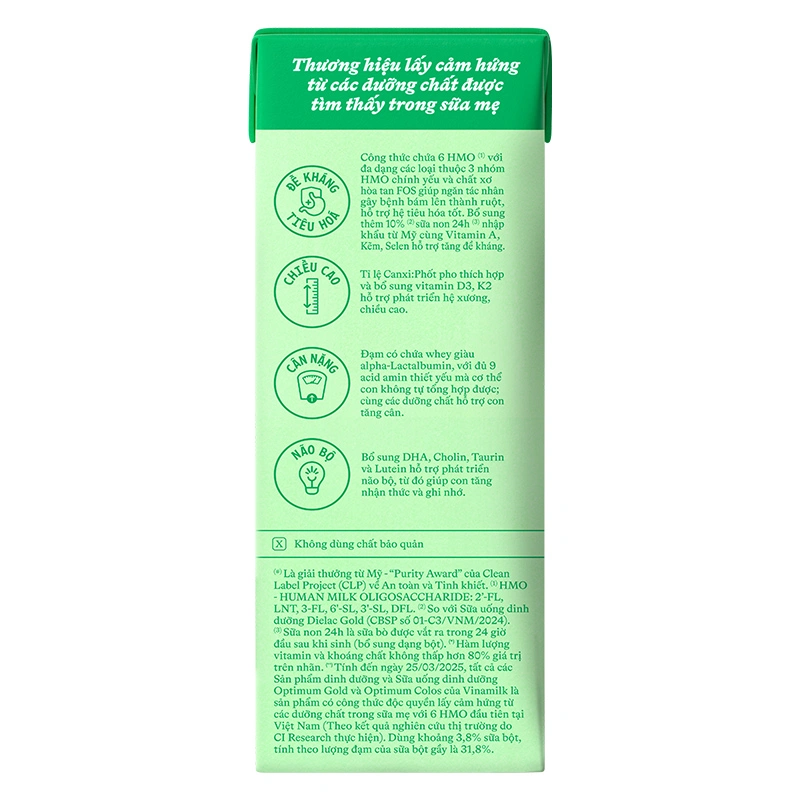 Lốc 4 hộp sữa non pha sẵn Optimum Colos 180 ml (từ 1 tuổi) - Giao bao bì ngẫu nhiên 6