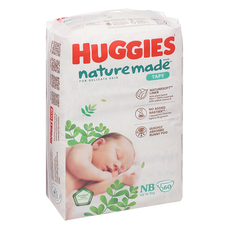 Tã dán Huggies Platinum nature made siêu cao cấp size NB 60 miếng (Dưới 5 kg) - Giao bao bì ngẫu nhiên 4