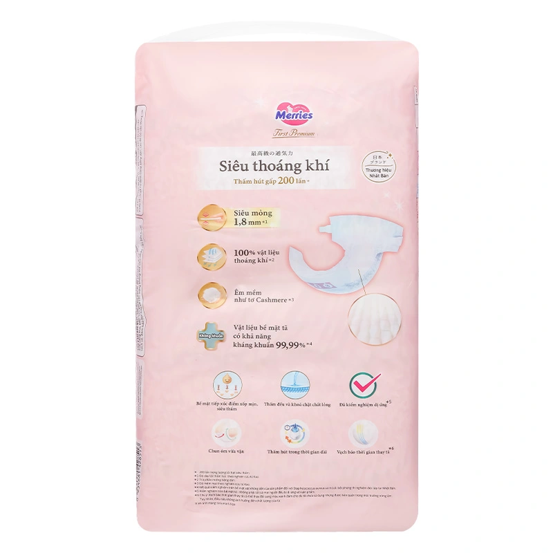 Tã dán Merries First Premium size NB 62 miếng (dưới 5 kg) 21