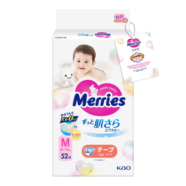 Tã dán Merries size M - Mẫu mới