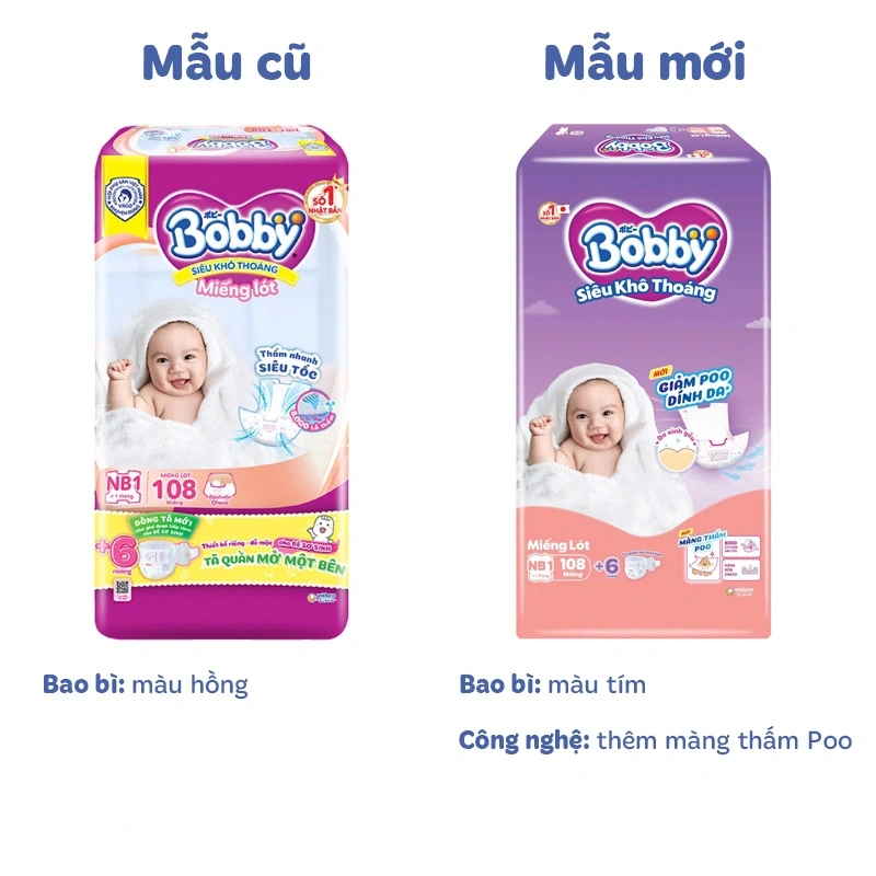Miếng lót Bobby size NB1 108 + 6 miếng (Dưới 1 tháng) - Giao bao bì ngẫu nhiên 2