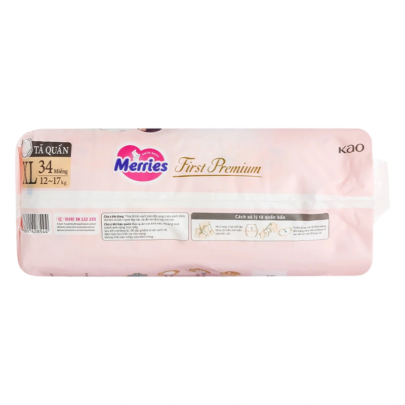 Tã quần Merries First Premium size XXL 24 miếng (15 - 25 kg) 25