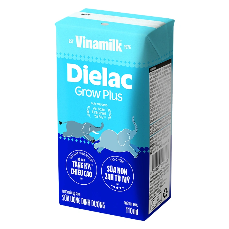 Lốc 4 hộp sữa non pha sẵn Dielac Grow Plus 110 ml (từ 1 tuổi) - Giao bao bì ngẫu nhiên 17