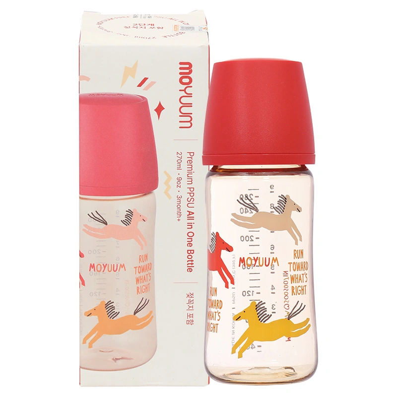Bình sữa nhựa PPSU Moyuum cổ rộng All In One Bottle 270 ml - Ngựa đỏ (3 - 6 tháng) 9
