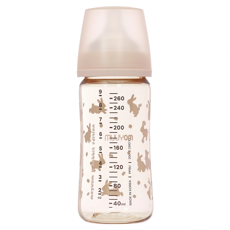 Bình sữa nhựa PPSU Moyuum cổ rộng All In One Bottle 270 ml - Thỏ hồng (3 - 6 tháng) 2