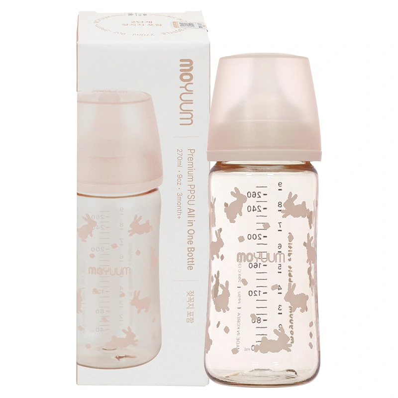 Bình sữa nhựa PPSU Moyuum cổ rộng All In One Bottle 270 ml - Thỏ hồng (3 - 6 tháng) 9